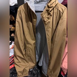 Windbreaker jacket with cotton sweater inner lining